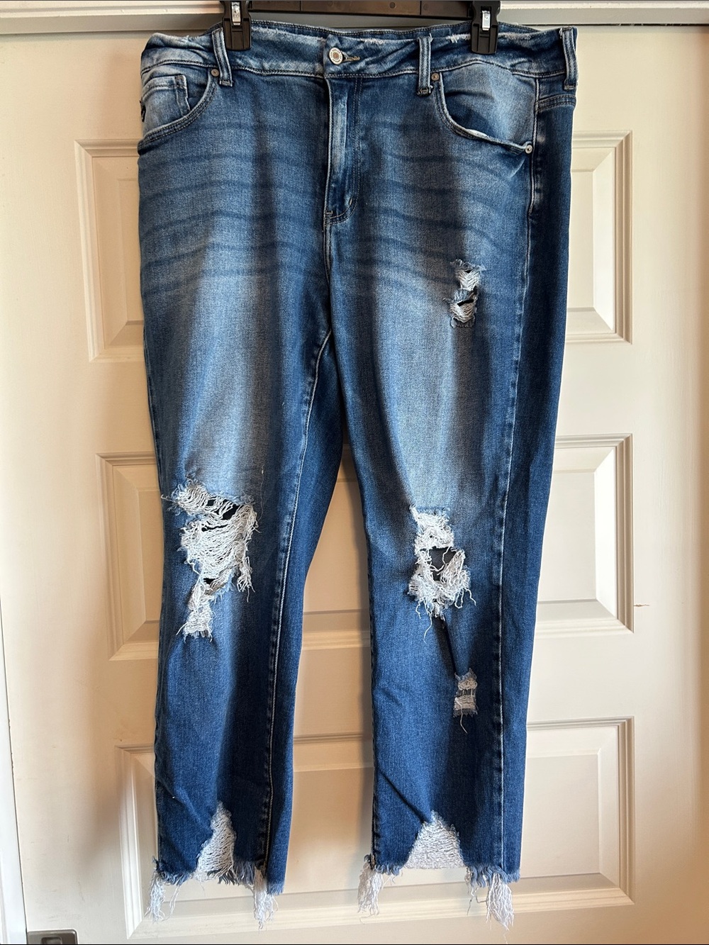 KanCan Distressed Blue Straight Jeans